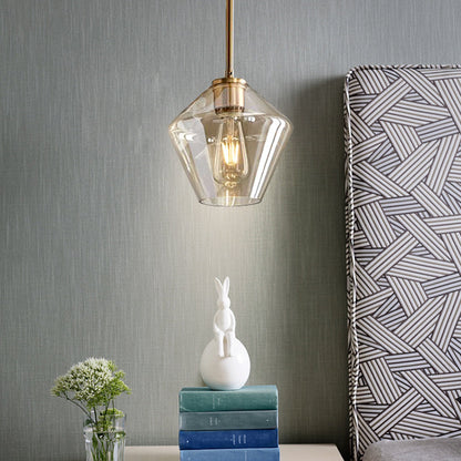 June Pendant Light Glass, Clear/Amber Diamond shape 3