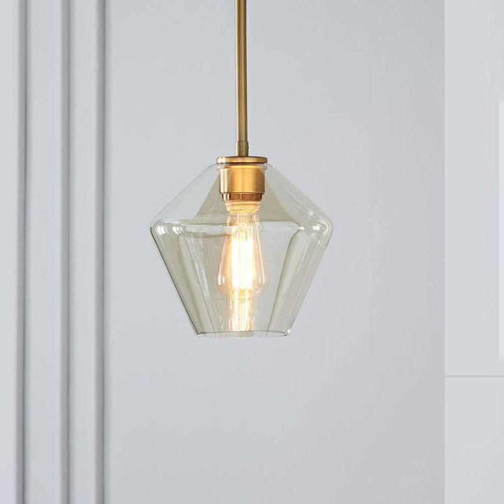 June Pendant Light Glass, Clear/Amber Diamond shape 5