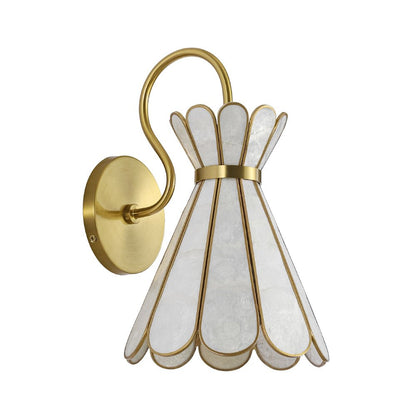 Decorative Tiffany 1-Light Hourglass Capiz Shell Shade Armed Sconce 3