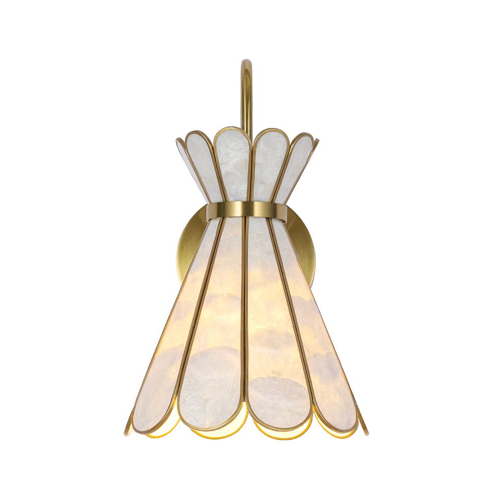 Decorative Tiffany 1-Light Hourglass Capiz Shell Shade Armed Sconce 5