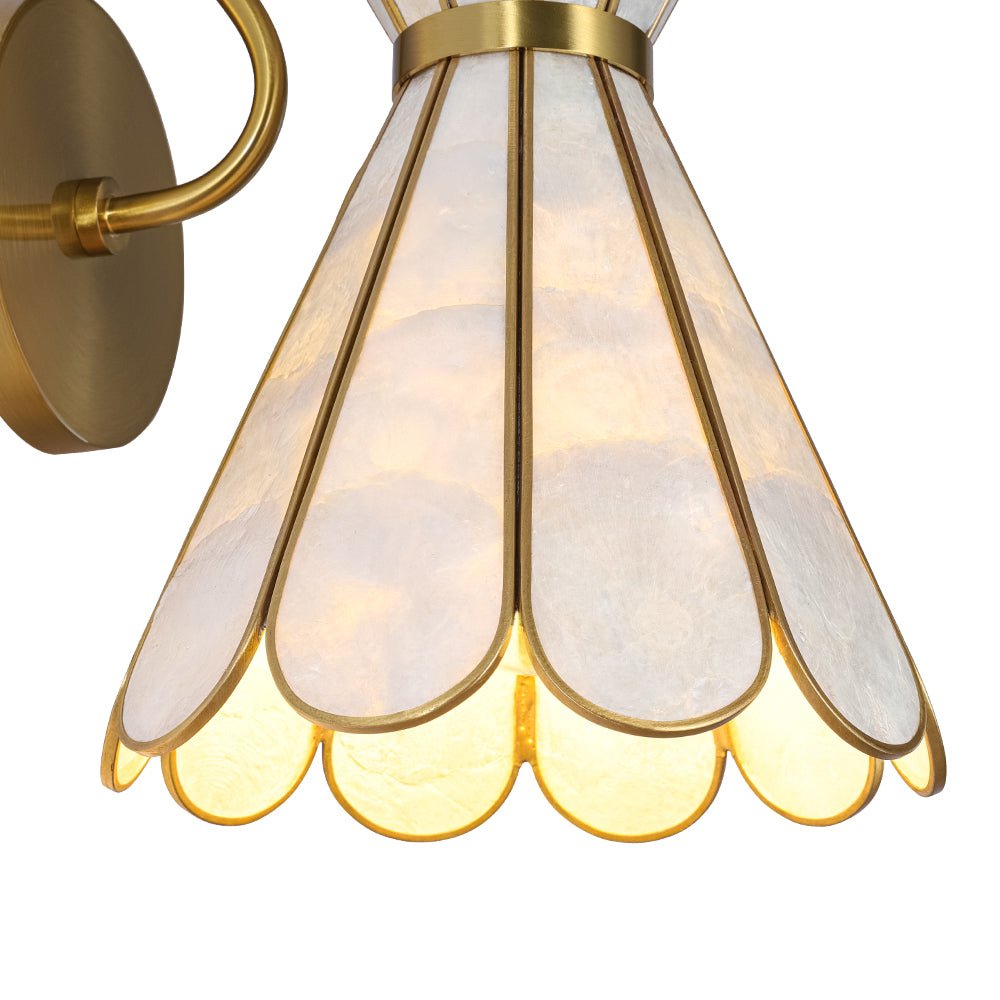 Decorative Tiffany 1-Light Hourglass Capiz Shell Shade Armed Sconce 7