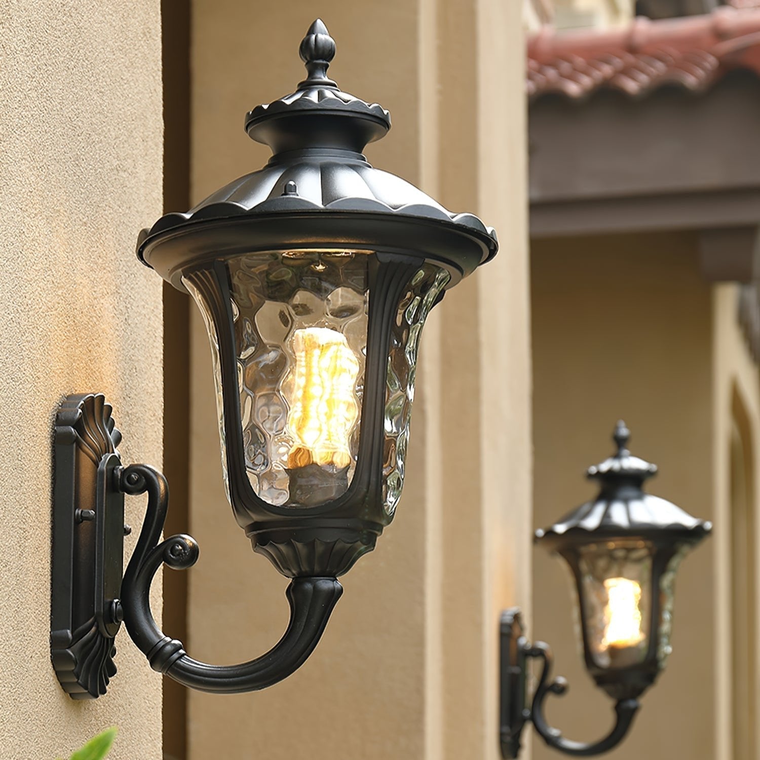 Verenia - Waterproof Retro Outdoor Wall Lamp Frosted Glass 3