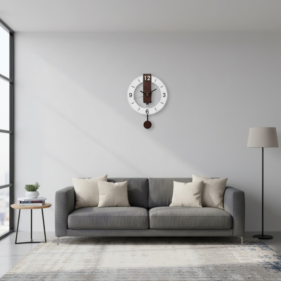 Elara Haus Contemporary Bauhaus-Style Wall Clock – Minimalist Wood Accent