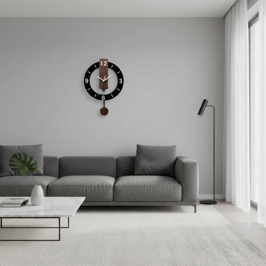 Elara Haus Contemporary Bauhaus-Style Wall Clock – Minimalist Wood Accent