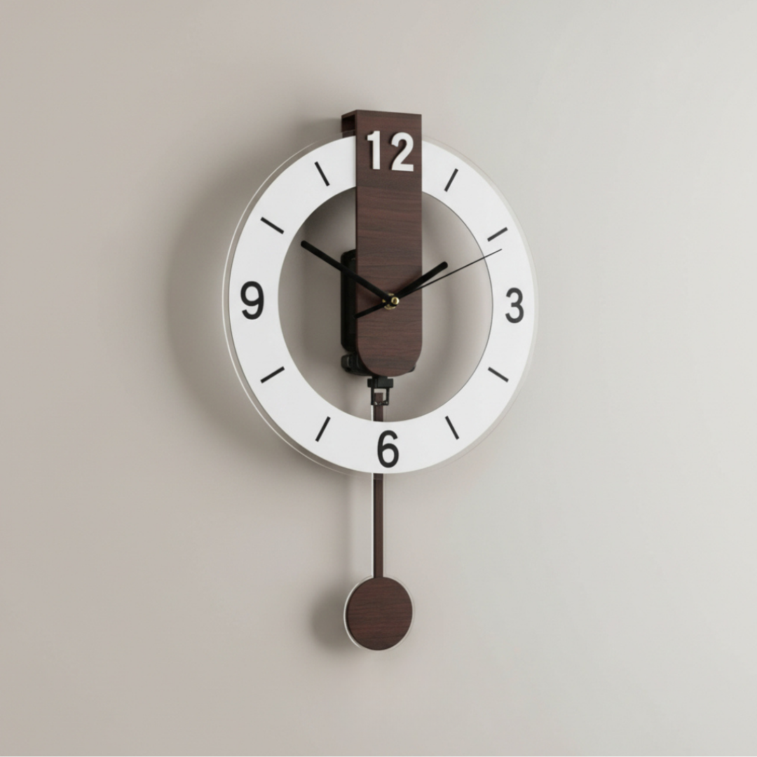 Elara Haus Contemporary Bauhaus-Style Wall Clock – Minimalist Wood Accent