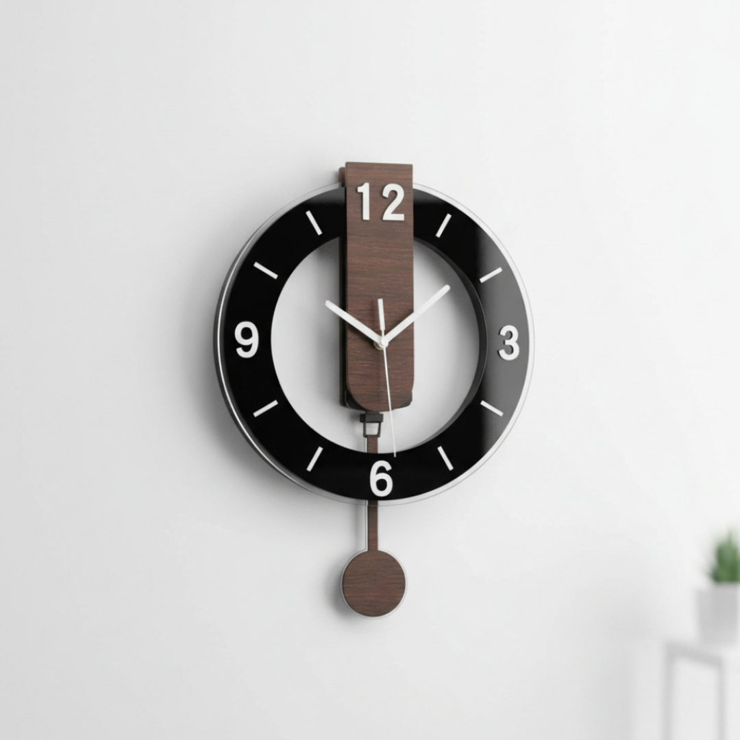 Elara Haus Contemporary Bauhaus-Style Wall Clock – Minimalist Wood Accent