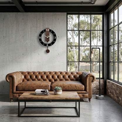 Elara Haus Contemporary Bauhaus-Style Wall Clock – Minimalist Wood Accent
