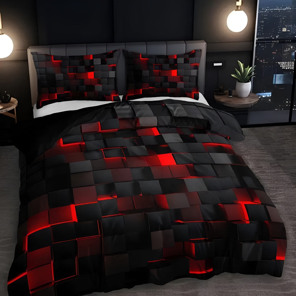 Elara Haus Contemporary Geomatrix Bedding - 3 Piece Doona Set