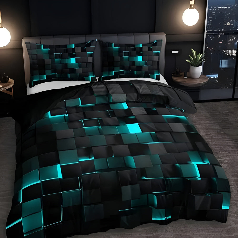 Elara Haus Contemporary Geomatrix Bedding - 3 Piece Doona Set