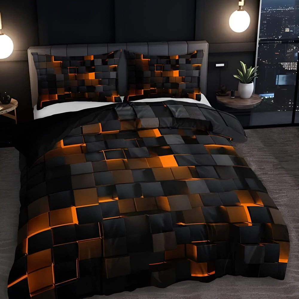 Elara Haus Contemporary Geomatrix Bedding - 3 Piece Doona Set