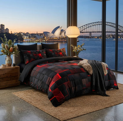 Elara Haus Contemporary Geomatrix Bedding - 3 Piece Doona Set