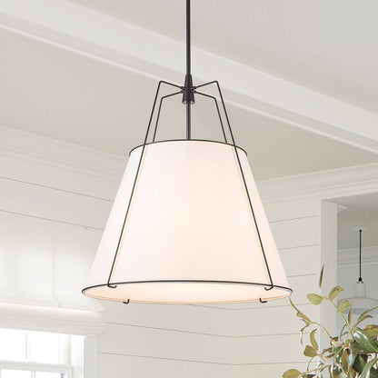 Contemporary 4-Light Conical Linen Tapered Pendant Light 8