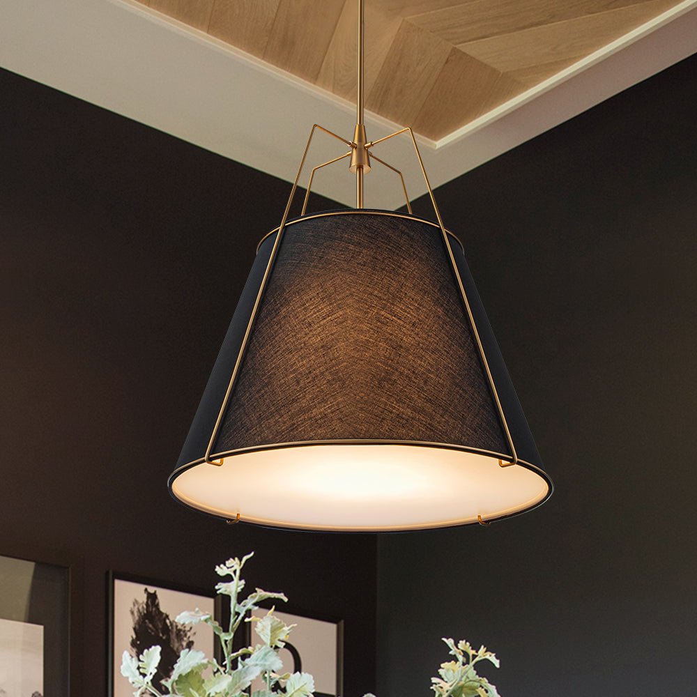 Contemporary 4-Light Conical Linen Tapered Pendant Light 9