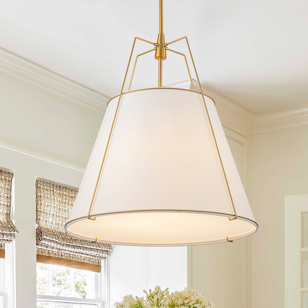 Contemporary 4-Light Conical Linen Tapered Pendant Light 10