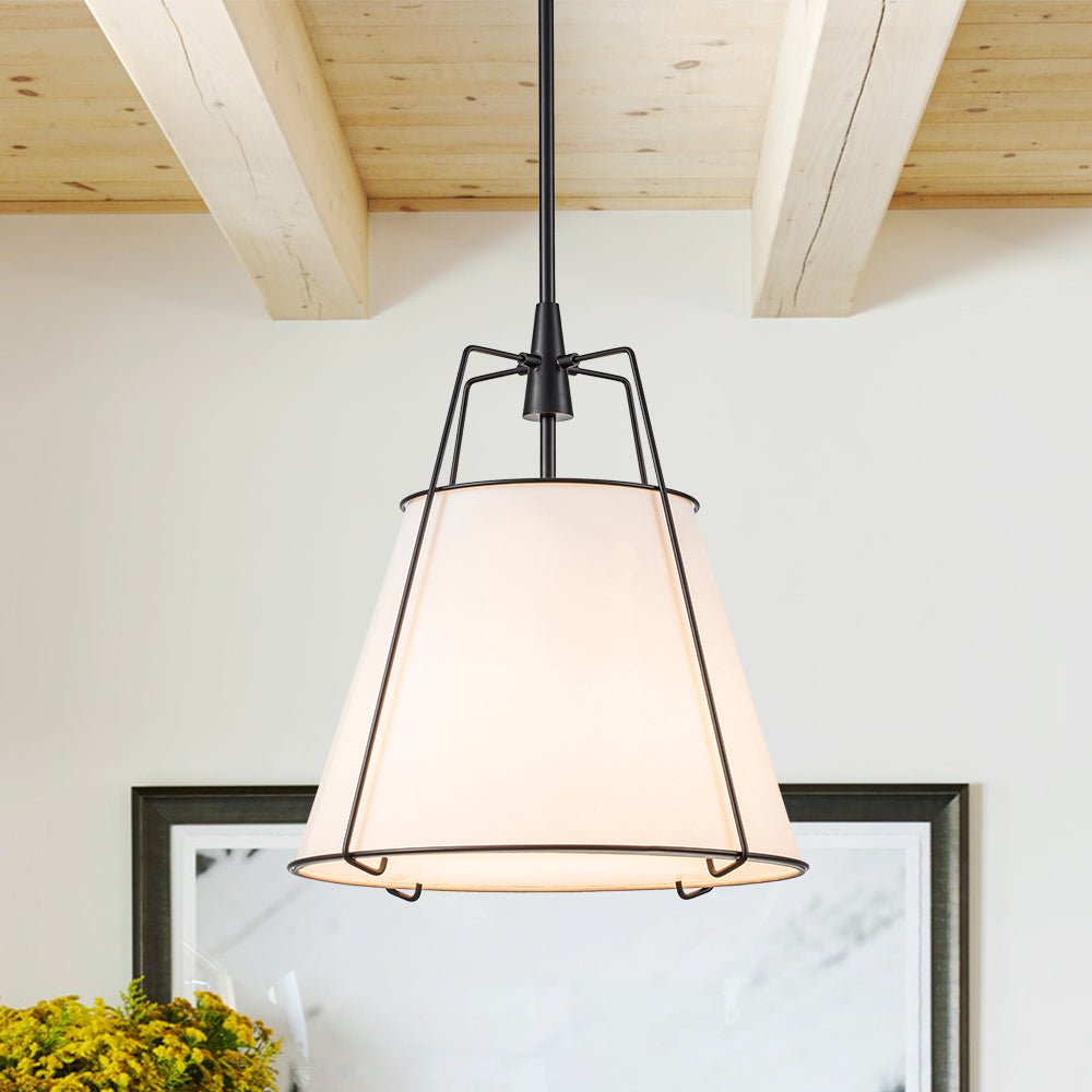 Contemporary 4-Light Conical Linen Tapered Pendant Light 11