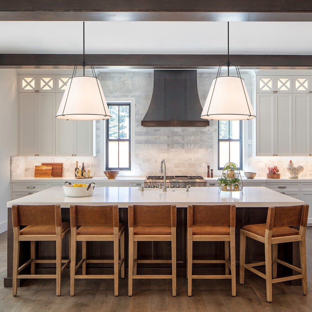 Contemporary 4-Light Conical Linen Tapered Pendant Light 1