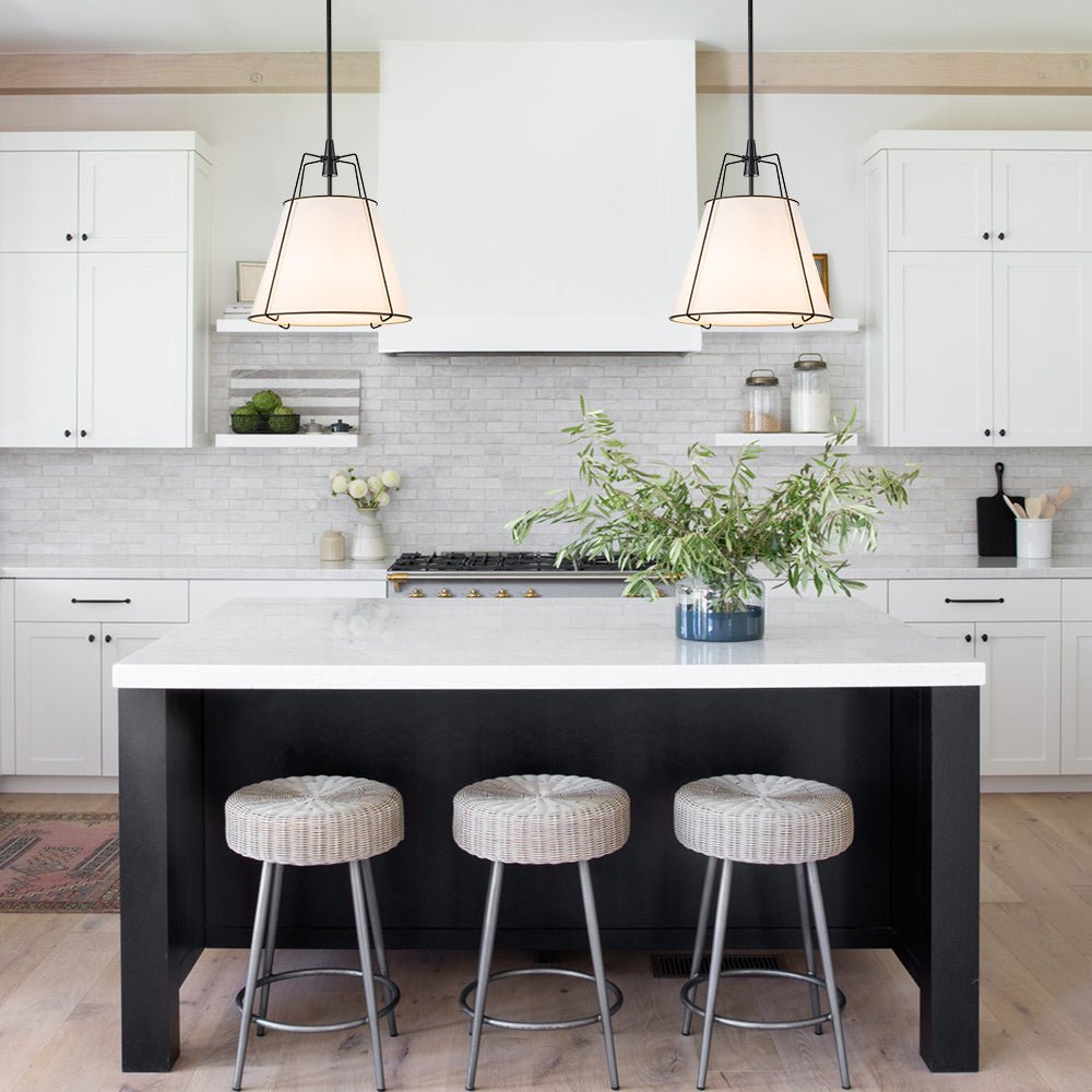Contemporary 4-Light Conical Linen Tapered Pendant Light 2