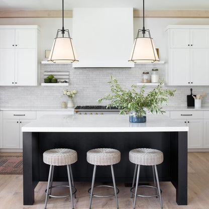 Contemporary 4-Light Conical Linen Tapered Pendant Light 2