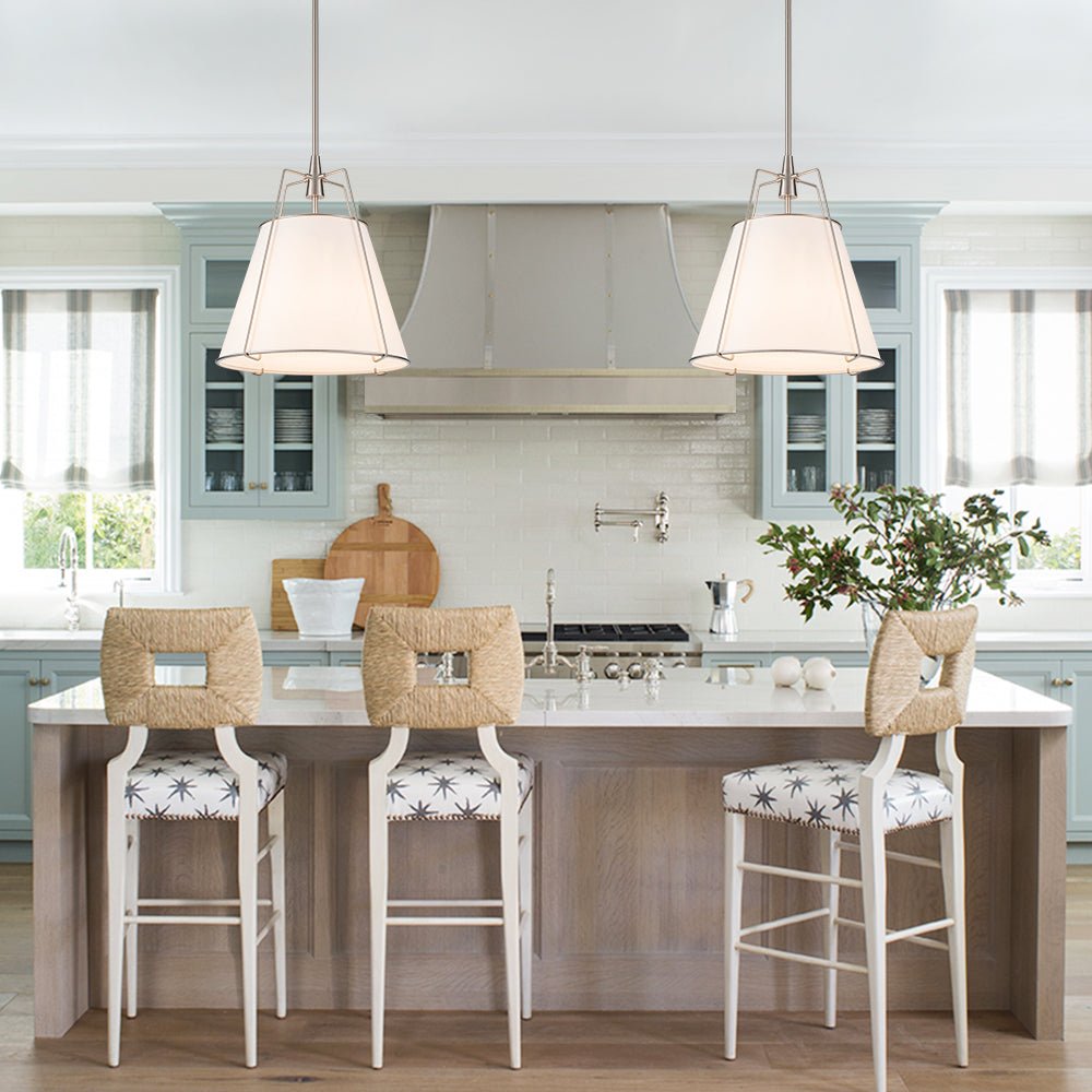 Contemporary 4-Light Conical Linen Tapered Pendant Light 4