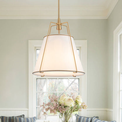 Contemporary 4-Light Conical Linen Tapered Pendant Light 7