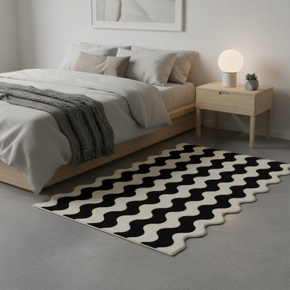 Elara Haus Contemporary Wavy Edge Wool Blend Rug