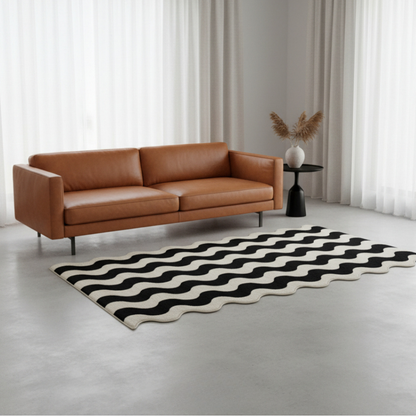 Elara Haus Contemporary Wavy Edge Wool Blend Rug