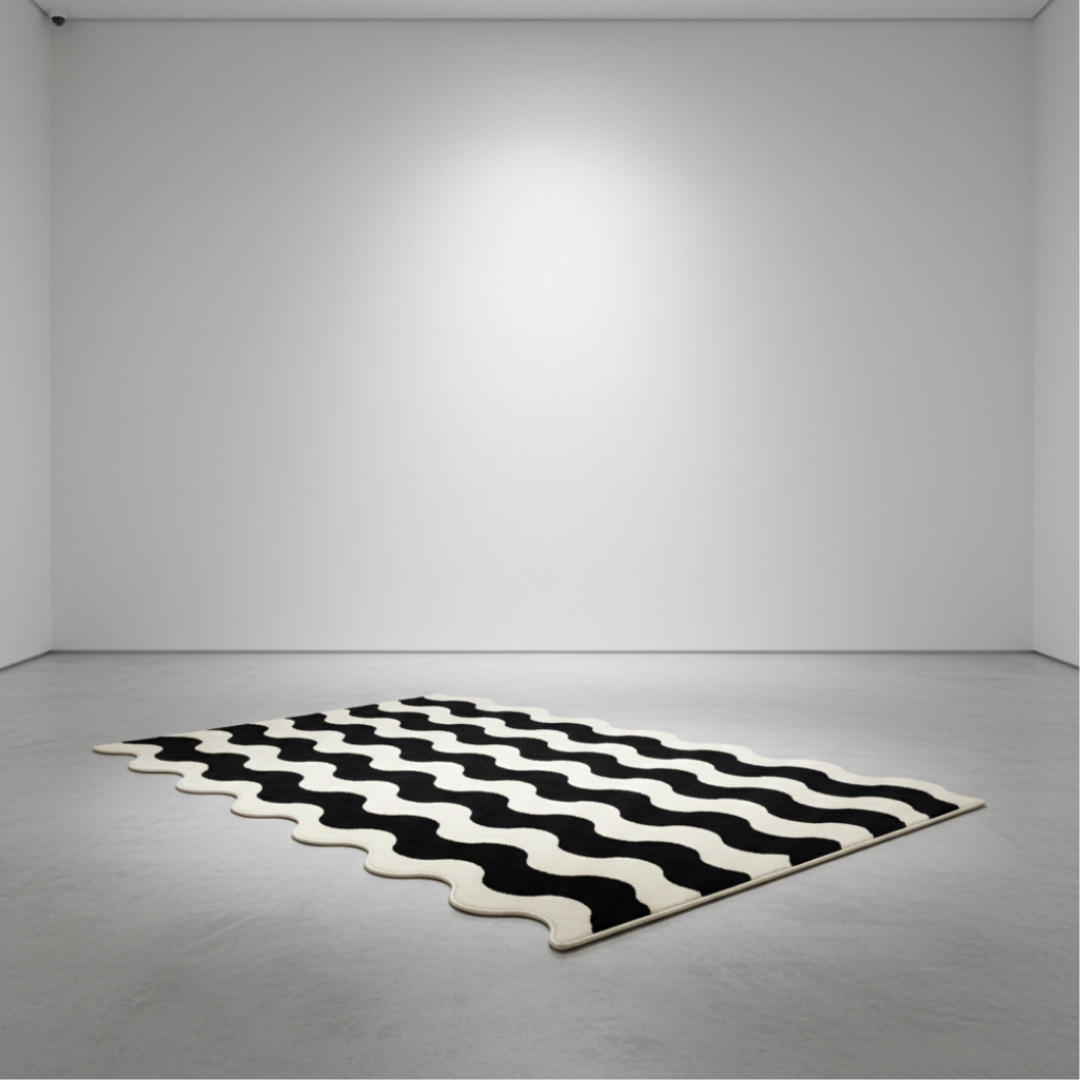 Elara Haus Contemporary Wavy Edge Wool Blend Rug