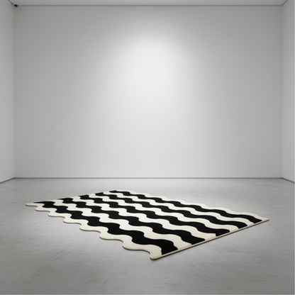 Elara Haus Contemporary Wavy Edge Wool Blend Rug