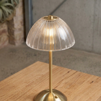 Elara Haus Cordless LED Table Lamp with Fluted Acrylic Shade