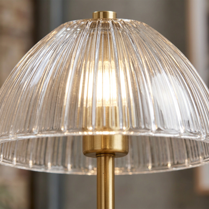 Elara Haus Cordless LED Table Lamp with Fluted Acrylic Shade