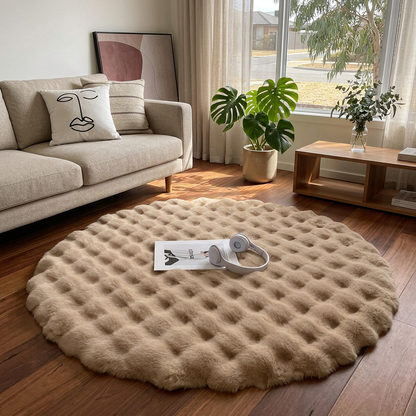 Elara Haus Cozy Textured Faux-Fur Round Rug