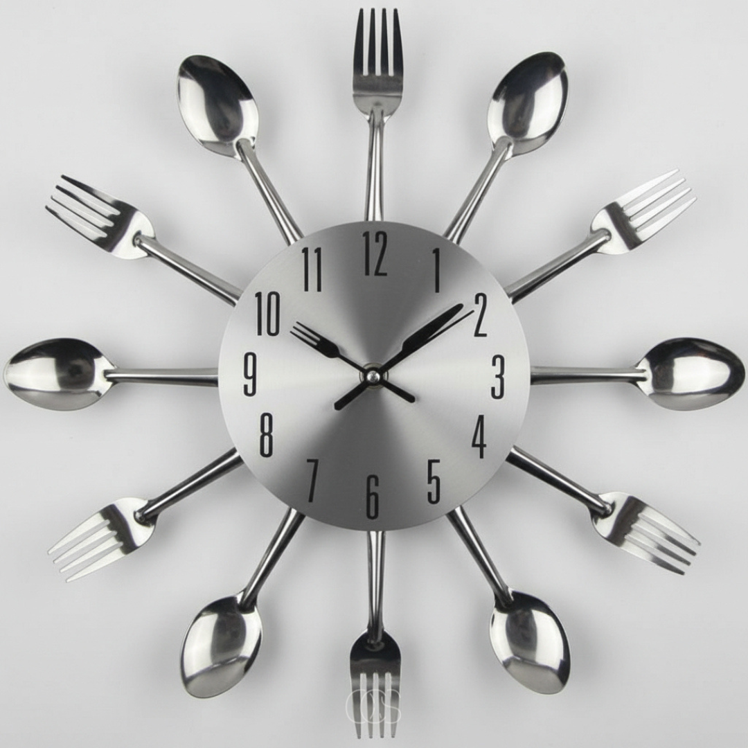 OCS - Cutlery round silent wall clock 0