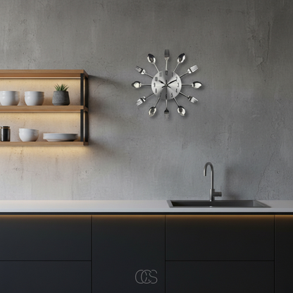 OCS - Cutlery round silent wall clock 1