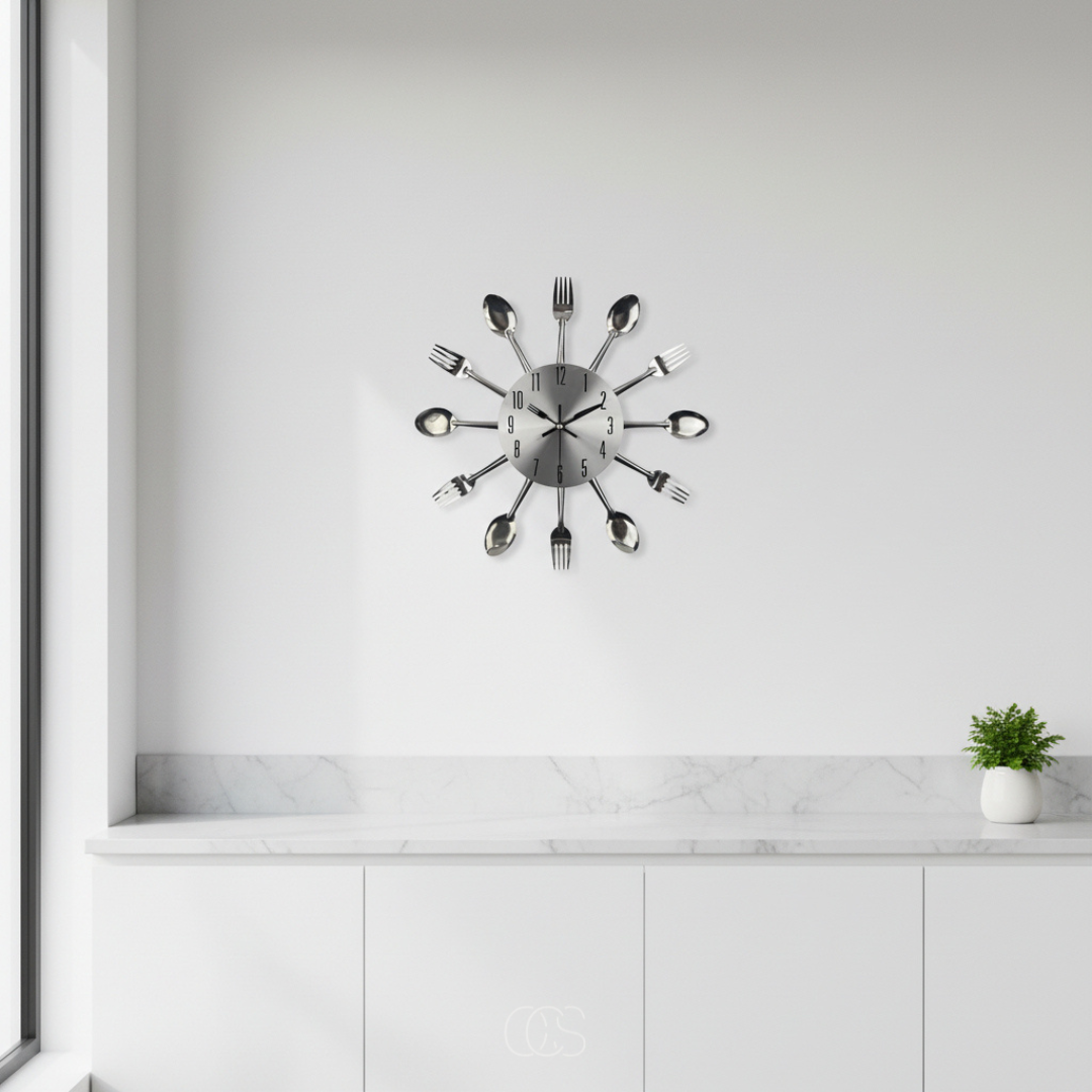 OCS - Cutlery round silent wall clock 2