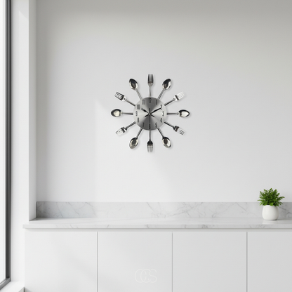 OCS - Cutlery round silent wall clock 2