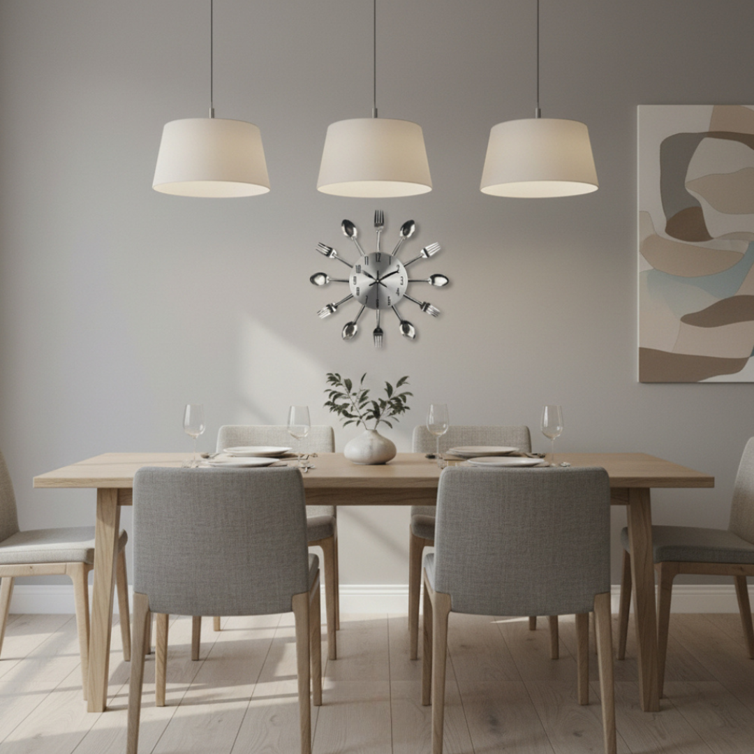 Elara Haus Creative Stainless Steel Cutlery Wall Clock – Silent Kitchen Decor