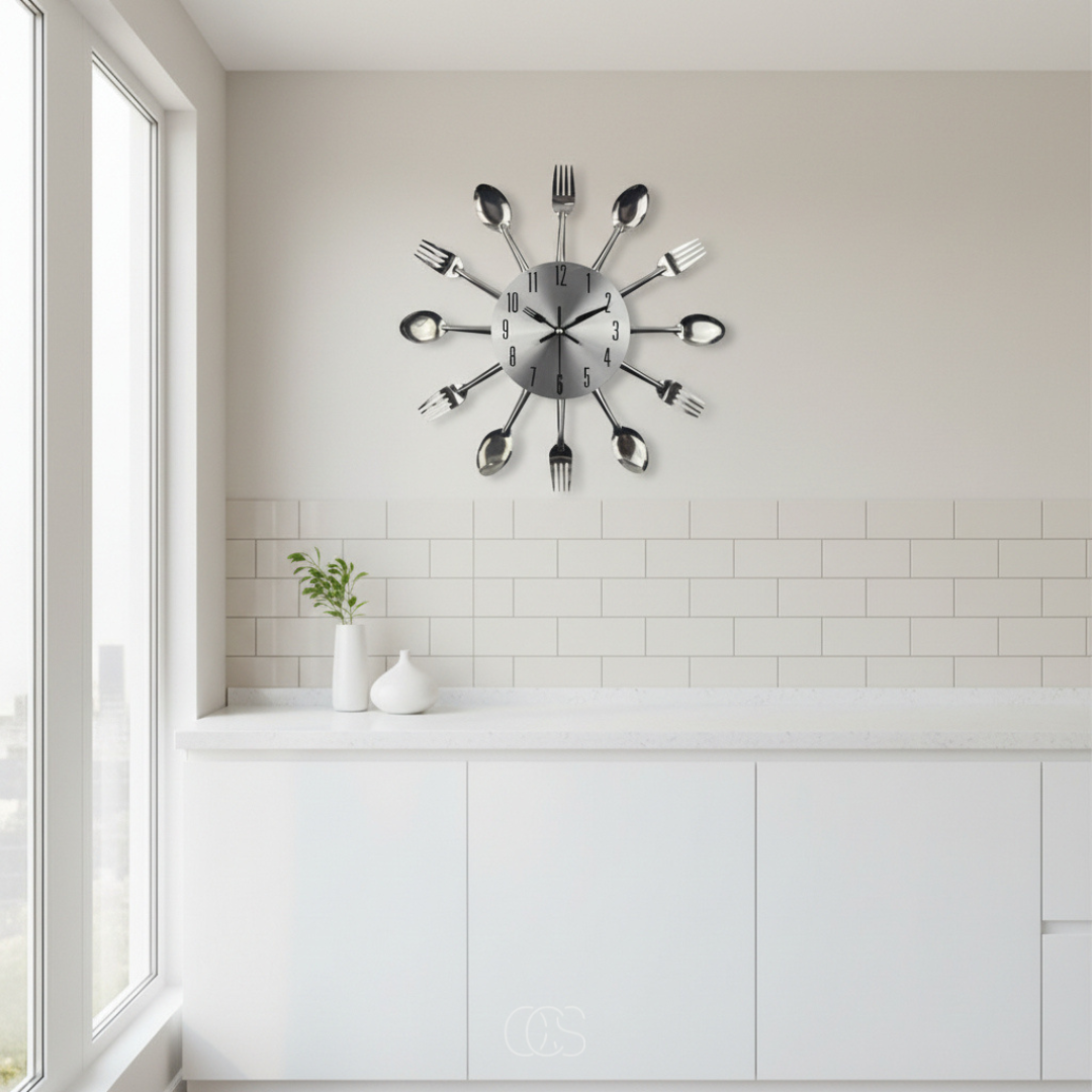 OCS - Cutlery round silent wall clock 4