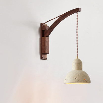 Japanese Wabi-Sabi Wood Glass Dome Wall Sconce Lamp 1-Light 4