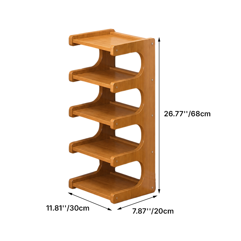 Contemporary Scandinavian Rectangular Nan Bamboo Medium-Density Fiberboard Storage Shelf Shoe Storage 2/3/4/5/6-Tier For Entryways & Living Room 6