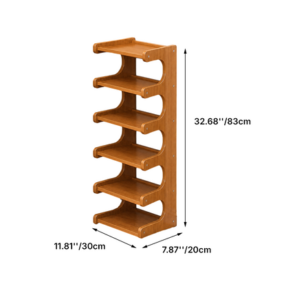 Contemporary Scandinavian Rectangular Nan Bamboo Medium-Density Fiberboard Storage Shelf Shoe Storage 2/3/4/5/6-Tier For Entryways & Living Room 7