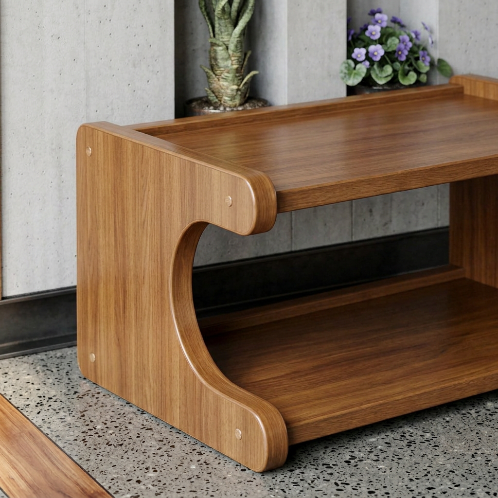 Elara Haus Curved Bamboo Shoe Rack