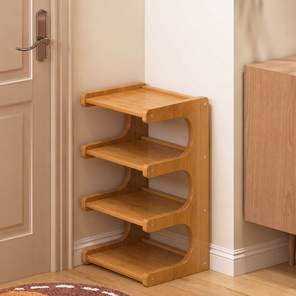 Contemporary Scandinavian Rectangular Nan Bamboo Medium-Density Fiberboard Storage Shelf Shoe Storage 2/3/4/5/6-Tier For Entryways & Living Room 1