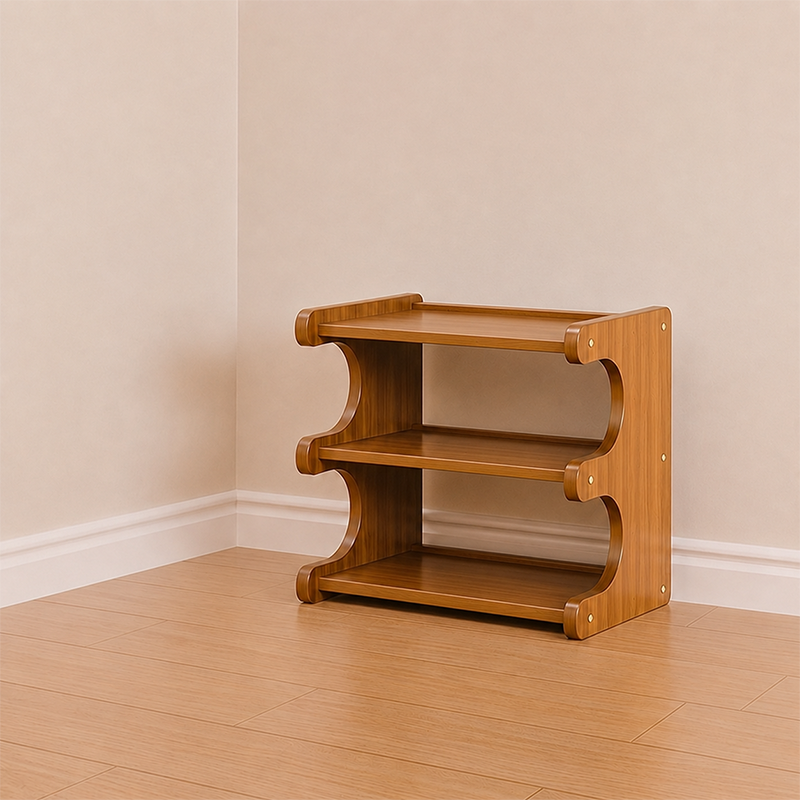 Contemporary Scandinavian Rectangular Nan Bamboo Medium-Density Fiberboard Storage Shelf Shoe Storage 2/3/4/5/6-Tier For Entryways & Living Room 2