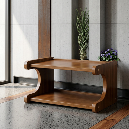 Elara Haus Curved Bamboo Shoe Rack