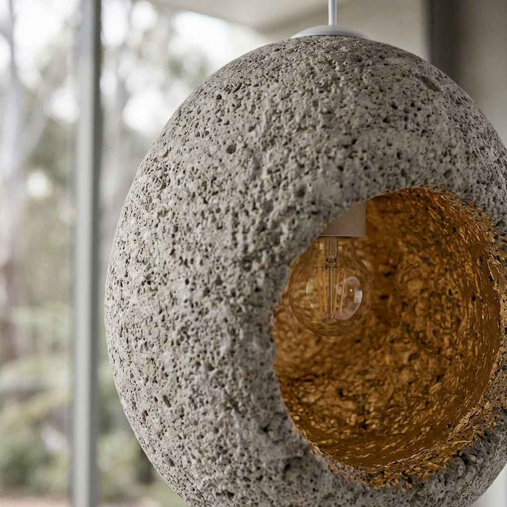 Elara Haus Curved Hollow Sphere Pendant Lamp with Angled Opening