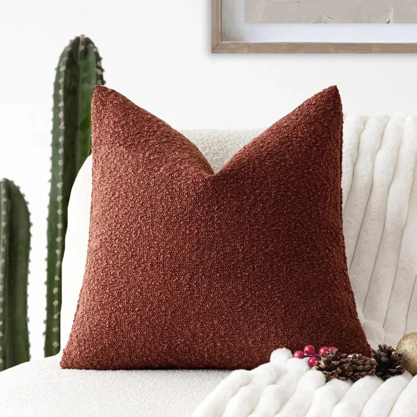 Elara Haus Cushion Cover - Premium Boucle Fabric Decorative Cover 45cm x 45cm 10