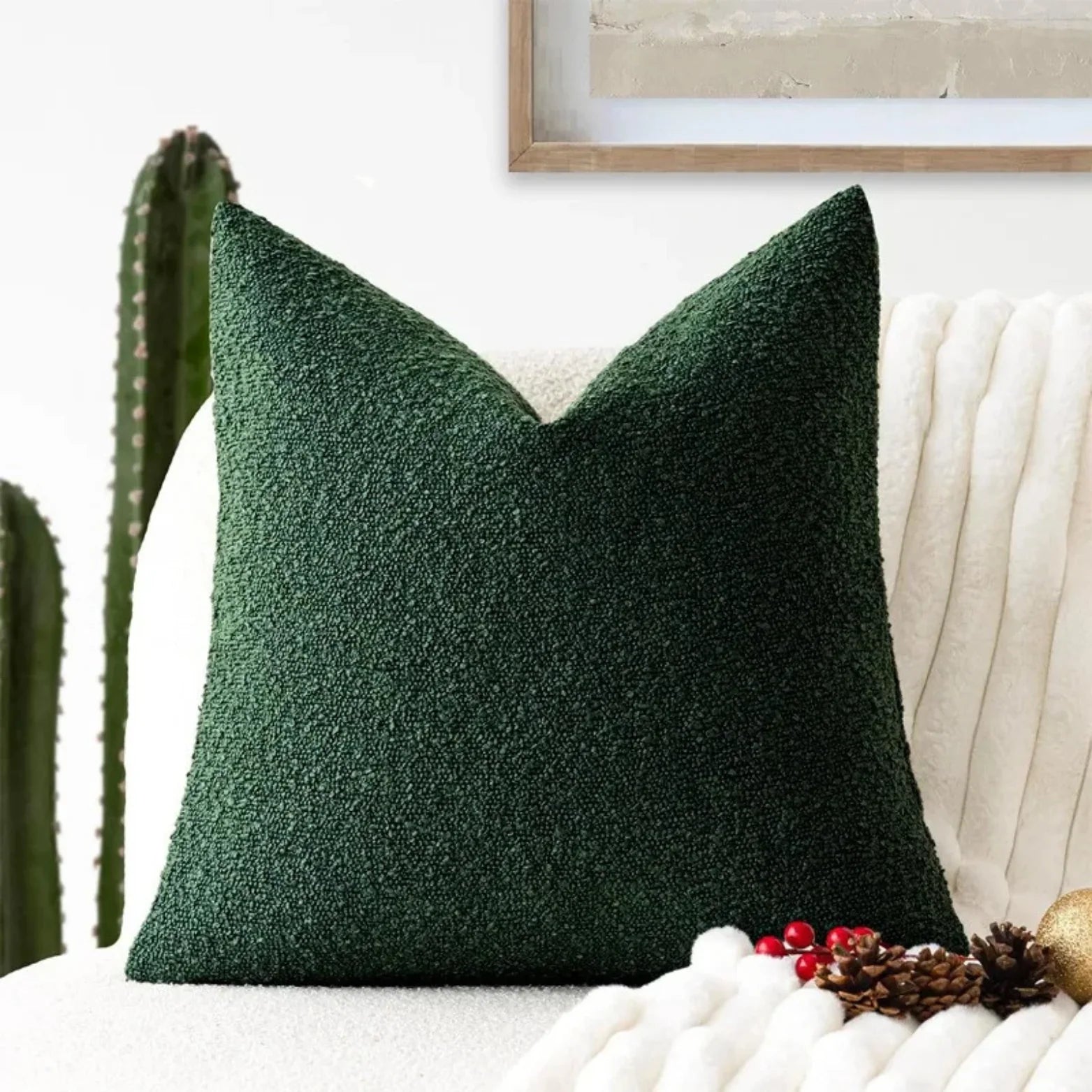 Elara Haus Cushion Cover - Premium Boucle Fabric Decorative Cover 45cm x 45cm 15