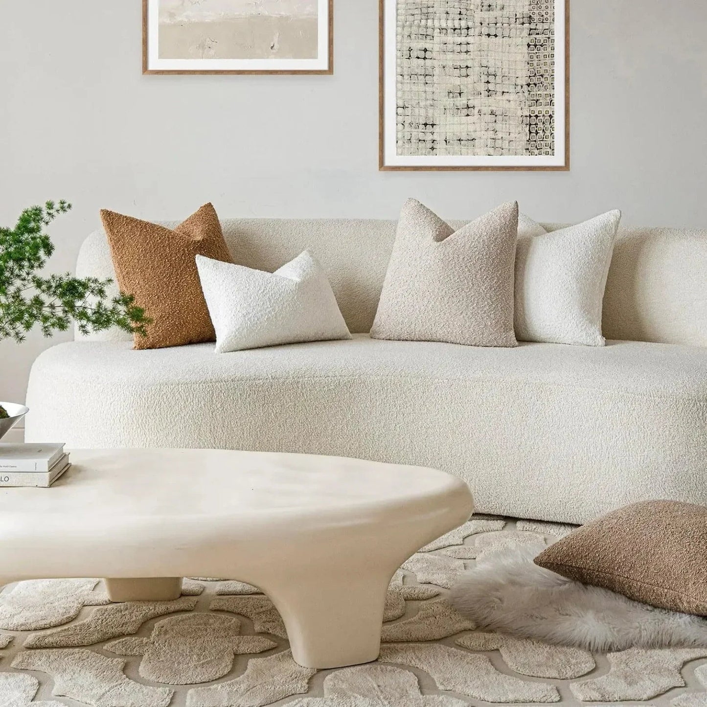Elara Haus Cushion Cover - Premium Boucle Fabric Decorative Cover 45cm x 45cm 2