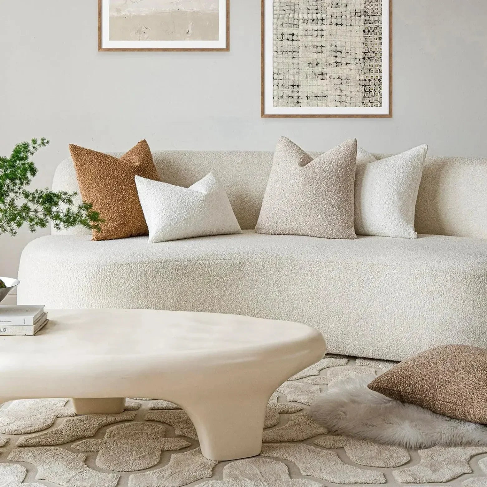 Elara Haus Cushion Cover - Premium Boucle Fabric Decorative Cover 45cm x 45cm 2