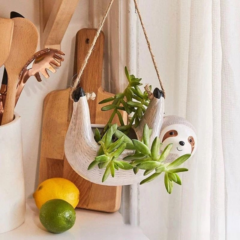 Seravia - Handmade Ceramic Flowerpot with Sloth Design 0
